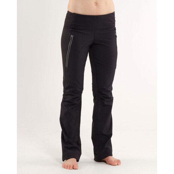 Lululemon Run Free Pants 4 Black Warmup Zip Pockets Fleece Lined Straight Leg - Picture 1 of 9
